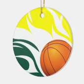 Loderndes Basketball-Grün und Gelb Keramikornament (Links)
