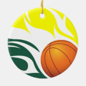 Loderndes Basketball-Grün und Gelb Keramikornament (Hinten)