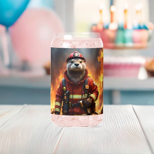 **"Loderndes Heldentum: Der Otter-Feuerwehrmann"** Dosenglas (Insitu (Baby Party))