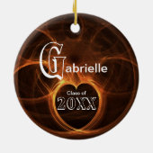 Loderndes orange Foto-Abschluss-Andenken Keramikornament (Hinten)