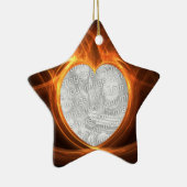 Loderndes orange Foto-Herz-Abschluss-Andenken Keramikornament (Rechts)