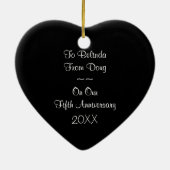 Loderndes orange Fraktal-Herz-Entwurfs-Andenken Keramikornament (Hinten)