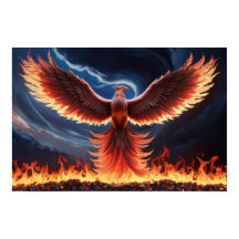 Loderndes Phönix erhebt sich aus der Asche