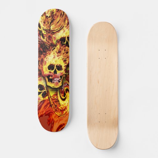Loderndes Schädel Skateboard (Vorderseite)