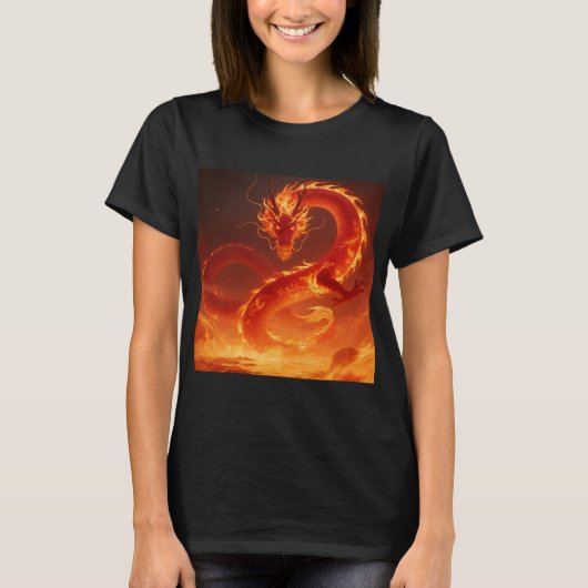 Loderner Feuersdrache | Mythischer Flammendrache F T-Shirt (Vorderseite)