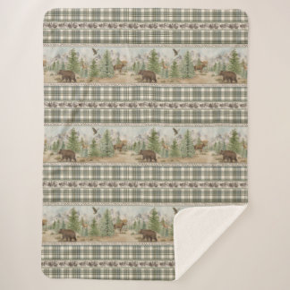 Lodge Bear Plaid Sherpadecke
