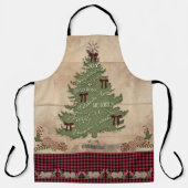 Lodge Christmas Tree Typografy Wood Buffalo Karo Schürze (Vorderseite)