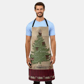 Lodge Christmas Tree Typografy Wood Buffalo Karo Schürze (Getragen)