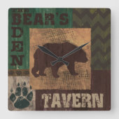 Lodge Style Bear Rustikale Uhr (Vorderseite)