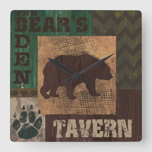 Lodge Style Bear Rustikale Uhr (Vorderseite)