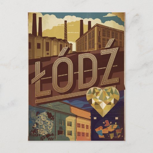 Lodz Polen Vintag Postkarte (Vorderseite)