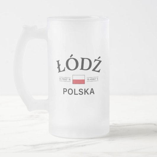 Lodz Polska (Polen) - Polnische Koordinaten Mattglas Bierglas (Links)