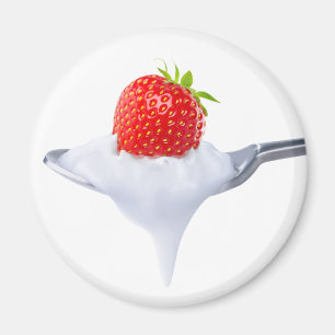 Löffel Erdbeerjogurt Magnet