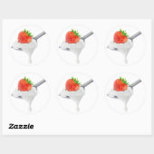 Löffel Erdbeerjogurt Runder Aufkleber (Blatt)