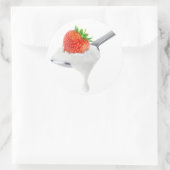 Löffel Erdbeerjogurt Runder Aufkleber (Tasche)