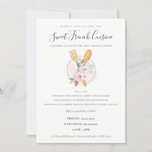 Löffel Gabel Floral Bäckerei Kochkurs-Einladung Dankeskarte