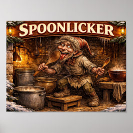 Löffel Leckender Isländischer Yule Lad Postkarte  Poster