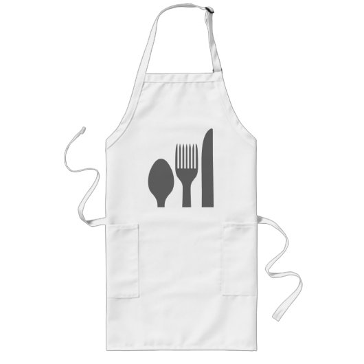 Löffel-Messer-Gabel-Grafik Lange Schürze (Vorne)