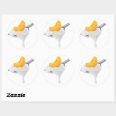 Löffel Pfirsich oder Aprikosenjogurt Runder Aufkleber (Blatt)