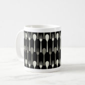 Löffel u. Gabel - schwarze Wanze Kaffeetasse (Vorderseite Links)