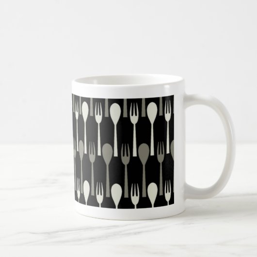 Löffel u. Gabel - schwarze Wanze Kaffeetasse (Rechts)
