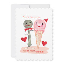 Löffel und Eiscreme Cone Vintag Valentine