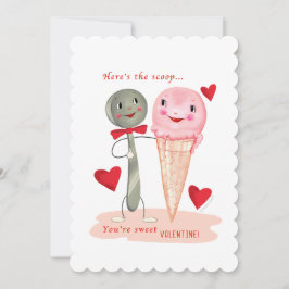 Löffel und Eiscreme Cone Vintag Valentine Feiertagskarte