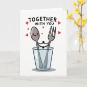 Löffel und Gabel zusammen Karte (Gelbe Blume)