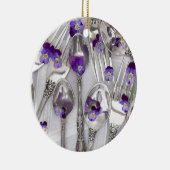 Löffel und Gabeln mit Veilchen Keramikornament (Rechts)