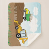 Löffelbagger und Kipper personalisiert Sherpadecke (Vorderseite)