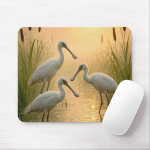 Löffler Vögel im Feuchtgebiet Mousepad