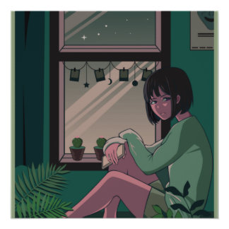 Lofi Anime Art Sad Girl Vermisst Jemand Poster