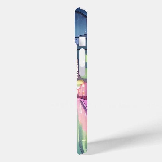 Lofi City Night Light | Farbige Wasserfarbe Case-Mate iPhone Hülle (Rückseite / Links)