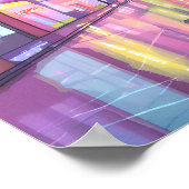 Lofi City Night Light | Farbige Wasserfarbe Poster (Ecke)