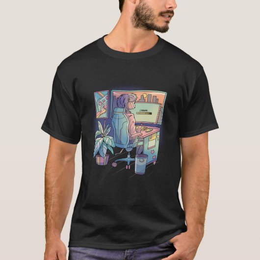 Lofi Gamer Game Player T-Shirt (Vorderseite)
