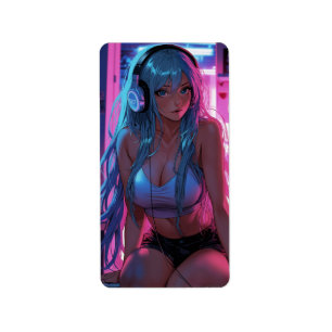 Lofi Gamer Girl Chill Anime Aesthetic Adressaufkleber