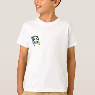Lofi-Panda schläft im Bett mit Kopfhörern Kinder T-Shirt
