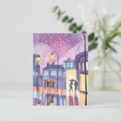 Lofi Rainy Walk | Farbenfrohe Stadtlampen Postkarte (Stehend Vorderseite)