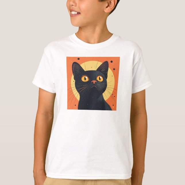Lofi Style Black Cat T-Shirt (Vorderseite)