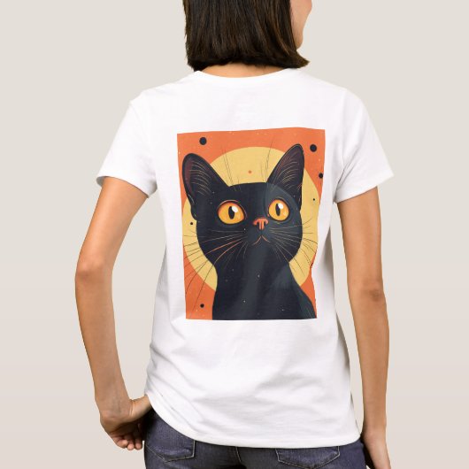 Lofi Style Black Cat T-Shirt (Rückseite)