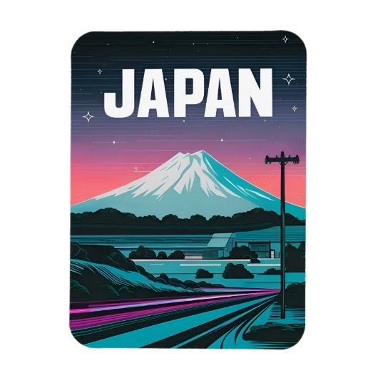 LoFi Vaporwave Retro 80er Japan Mount Fuji Magnet (Vertikal)