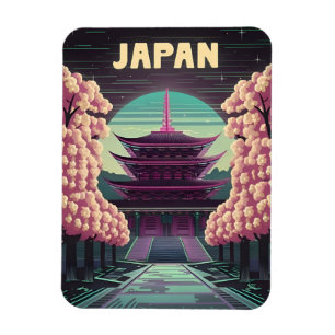 LoFi Vaporwave Retro 80er Japanischer Tempel Sakur Magnet
