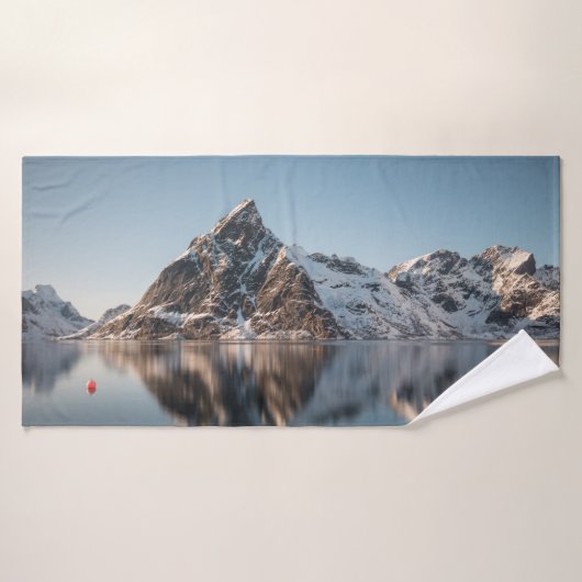 Lofoten Berglandschaft Foto Badehandtuch (Badehandtuch)