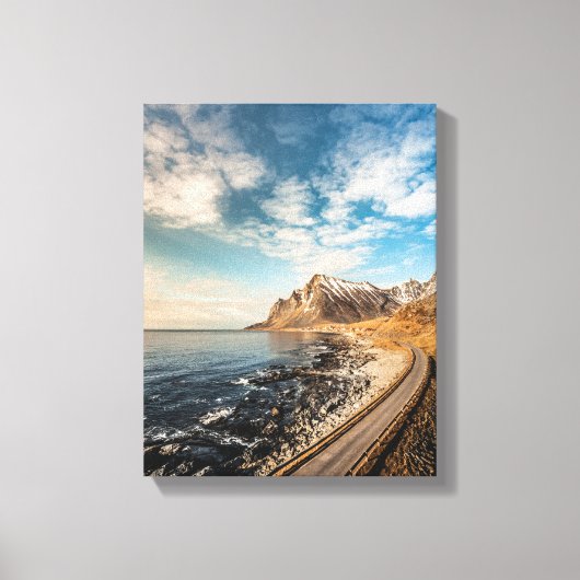 Lofoten Country Road Landschaftsbild Foto Leinwanddruck (Vorderseite)