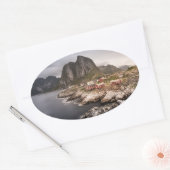 Lofoten Fischerdorf Hamnoya Ovaler Aufkleber (Umschlag)