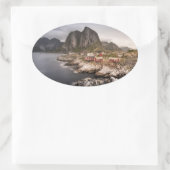 Lofoten Fischerdorf Hamnoya Ovaler Aufkleber (Tasche)