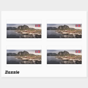 Lofoten Fischerdorf Hamnoya Rechteckiger Aufkleber