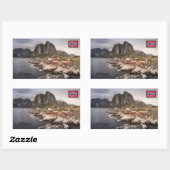 Lofoten Fishing Village Souvenir Rechteckiger Aufkleber (Blatt)