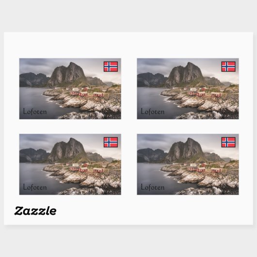 Lofoten Fishing Village Souvenir Rechteckiger Aufkleber (Blatt)