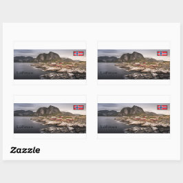 Lofoten Fishing Village Souvenir Rechteckiger Aufkleber